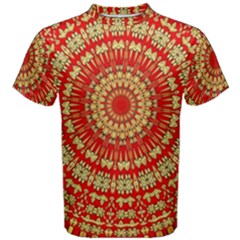 Gold And Red Mandala Men s Cotton Tee