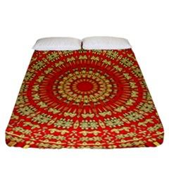 Gold And Red Mandala Fitted Sheet (california King Size)