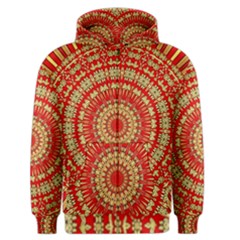 Gold And Red Mandala Men s Zipper Hoodie