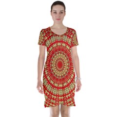 Gold And Red Mandala Short Sleeve Nightdress