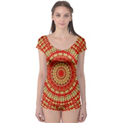 Gold And Red Mandala Boyleg Leotard  by Amaryn4rt