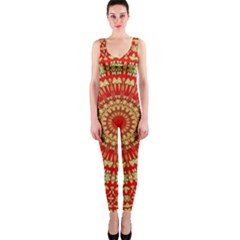 Gold And Red Mandala Onepiece Catsuit