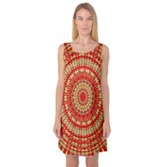 Gold And Red Mandala Sleeveless Satin Nightdress by Amaryn4rt