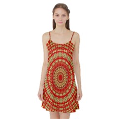 Gold And Red Mandala Satin Night Slip by Amaryn4rt