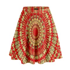 Gold And Red Mandala High Waist Skirt