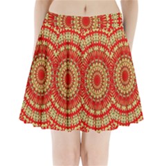 Gold And Red Mandala Pleated Mini Skirt