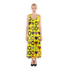 Heart Circle Star Seamless Pattern Sleeveless Maxi Dress