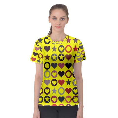 Heart Circle Star Seamless Pattern Women s Sport Mesh Tee by Amaryn4rt