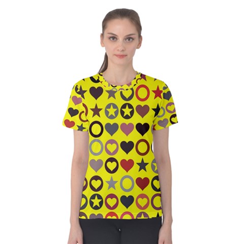 Heart Circle Star Seamless Pattern Women s Cotton Tee by Amaryn4rt