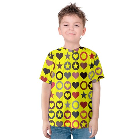 Heart Circle Star Seamless Pattern Kids  Cotton Tee by Amaryn4rt