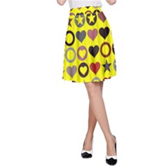 Heart Circle Star Seamless Pattern A-line Skirt