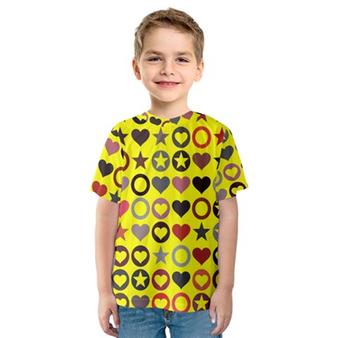 Heart Circle Star Seamless Pattern Kids  Sport Mesh Tee by Amaryn4rt