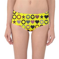 Heart Circle Star Seamless Pattern Mid-waist Bikini Bottoms