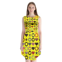 Heart Circle Star Seamless Pattern Sleeveless Chiffon Dress   by Amaryn4rt