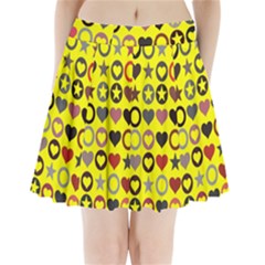 Heart Circle Star Seamless Pattern Pleated Mini Skirt