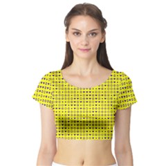 Heart Circle Star Seamless Pattern Short Sleeve Crop Top (tight Fit) by Amaryn4rt