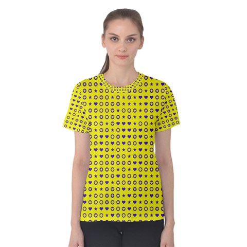 Heart Circle Star Seamless Pattern Women s Cotton Tee by Amaryn4rt