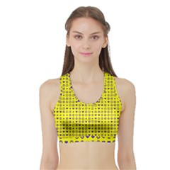 Heart Circle Star Seamless Pattern Sports Bra With Border