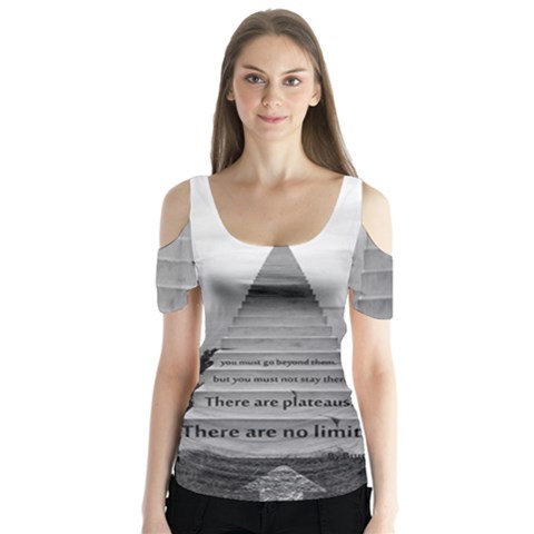 Steps To Success Follow Butterfly Sleeve Cutout Tee  by FrontlineS