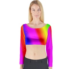 Multi Color Rainbow Background Long Sleeve Crop Top