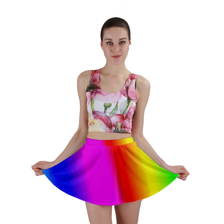 Multi Color Rainbow Background Mini Skirt