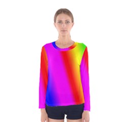 Multi Color Rainbow Background Women s Long Sleeve Tee