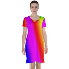 Multi Color Rainbow Background Short Sleeve Nightdress