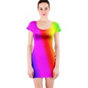 Multi Color Rainbow Background Short Sleeve Bodycon Dress View1