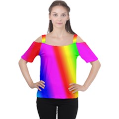 Multi Color Rainbow Background Women s Cutout Shoulder Tee