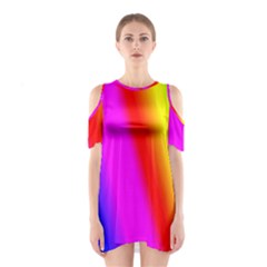 Multi Color Rainbow Background Shoulder Cutout One Piece