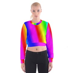 Multi Color Rainbow Background Women s Cropped Sweatshirt by Amaryn4rt