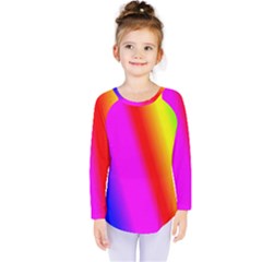 Multi Color Rainbow Background Kids  Long Sleeve Tee