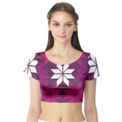 Pattern Background Texture Aztec Short Sleeve Crop Top (tight Fit)