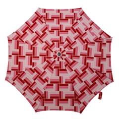 Pink Red Burgundy Pattern Stripes Hook Handle Umbrellas (large)