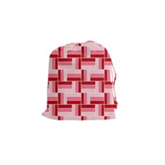 Pink Red Burgundy Pattern Stripes Drawstring Pouches (small) 