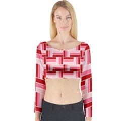 Pink Red Burgundy Pattern Stripes Long Sleeve Crop Top