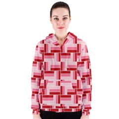 Pink Red Burgundy Pattern Stripes Women s Zipper Hoodie