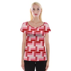 Pink Red Burgundy Pattern Stripes Women s Cap Sleeve Top