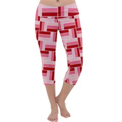 Pink Red Burgundy Pattern Stripes Capri Yoga Leggings