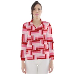 Pink Red Burgundy Pattern Stripes Wind Breaker (women)