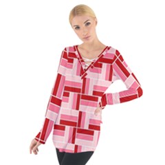 Pink Red Burgundy Pattern Stripes Women s Tie Up Tee