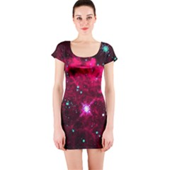 Pistol Star And Nebula Short Sleeve Bodycon Dress by Amaryn4rt