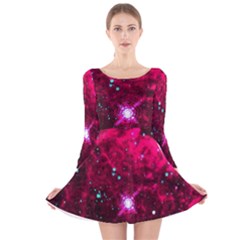 Pistol Star And Nebula Long Sleeve Velvet Skater Dress