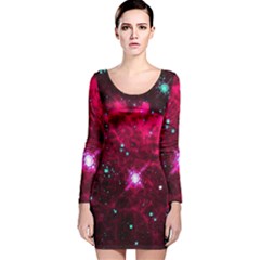 Pistol Star And Nebula Long Sleeve Velvet Bodycon Dress