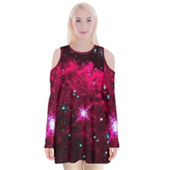 Pistol Star And Nebula Velvet Long Sleeve Shoulder Cutout Dress by Amaryn4rt