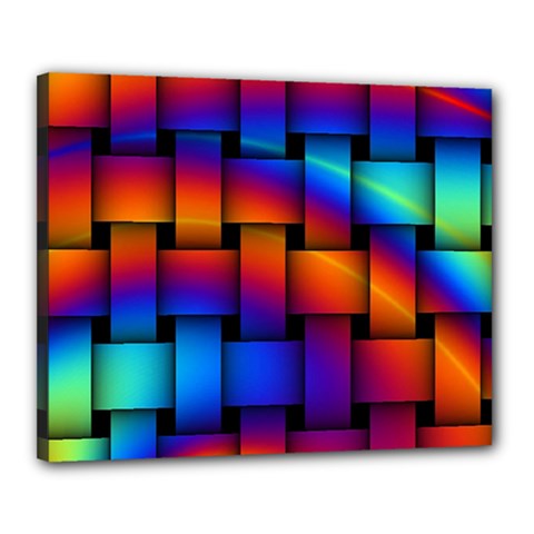 Rainbow Weaving Pattern Canvas 20  X 16 