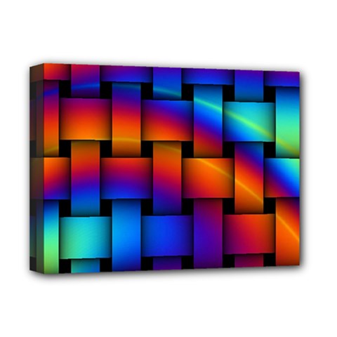 Rainbow Weaving Pattern Deluxe Canvas 16  X 12  