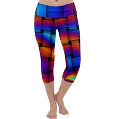 Rainbow Weaving Pattern Capri Yoga Leggings