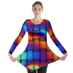 Rainbow Weaving Pattern Long Sleeve Tunic 