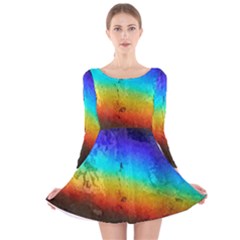 Rainbow Color Prism Colors Long Sleeve Velvet Skater Dress